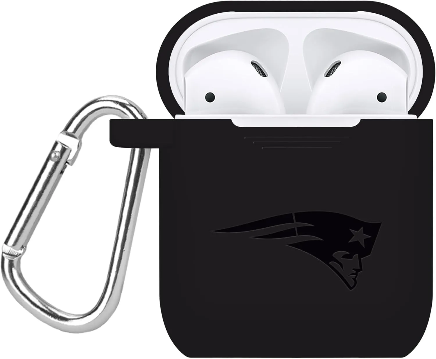 Game Time New England Patriots Engraved Silicone Combo Package Compatible with Apple Watch and AirPods Battery Case (42/44mm Black/Black)