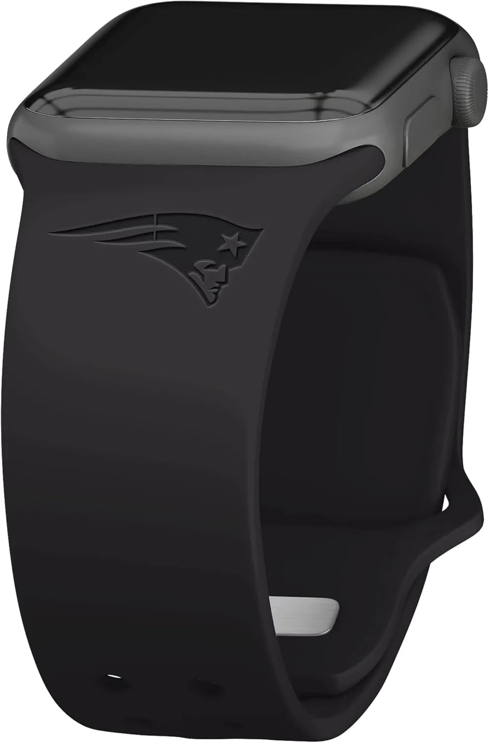 Game Time New England Patriots Engraved Silicone Combo Package Compatible with Apple Watch and AirPods Battery Case (42/44mm Black/Black)