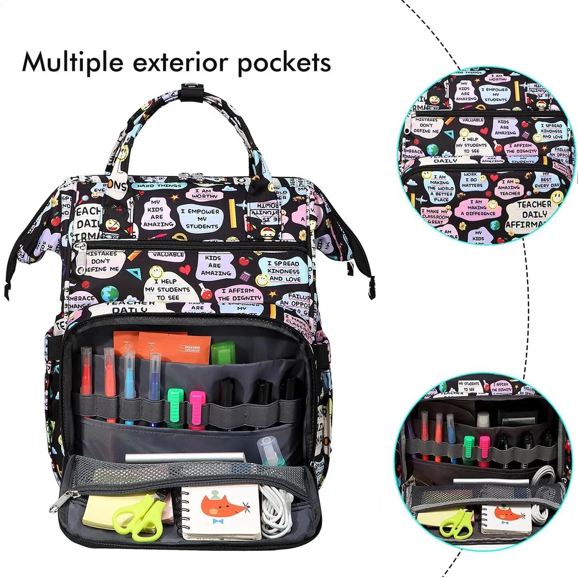 Gatycallaty Teacher Backpack for Women Laptop Computer Bag Office Educators Waterproof Work Bags Carry on Travel Back Pack Large Capacity (smile, 15.6 inches)
