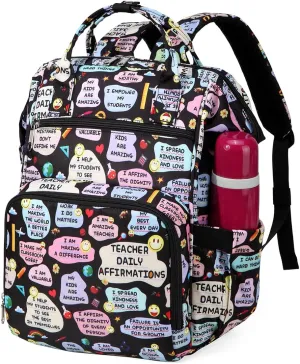 Gatycallaty Teacher Backpack for Women Laptop Computer Bag Office Educators Waterproof Work Bags Carry on Travel Back Pack Large Capacity (smile, 15.6 inches)