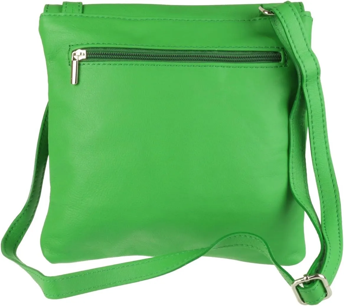 Girly HandBags Double Pocket Italian Genuine Leather Messenger Bag Crossbody Shoulder Bag