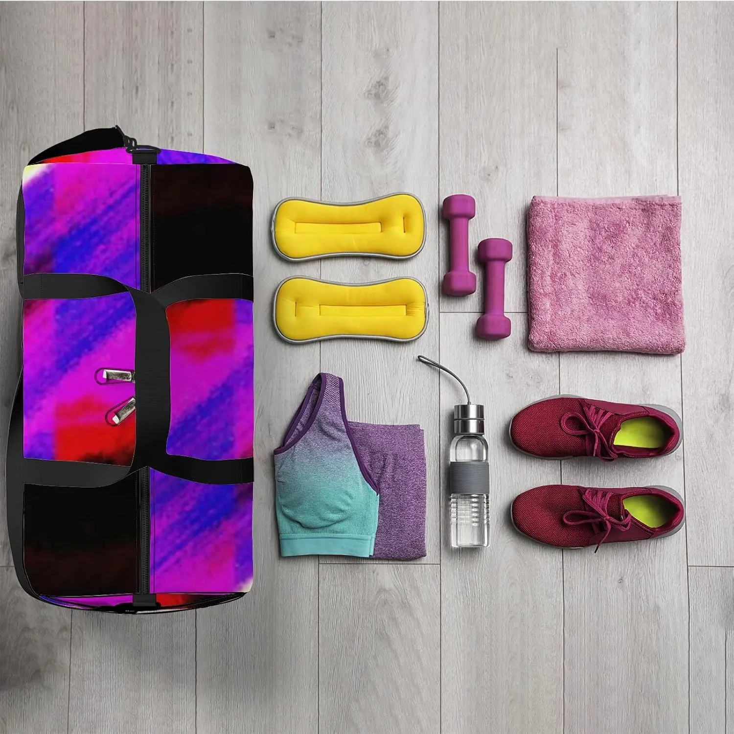 Glitch Image Digital Noise Texture Damaged Sports Bag Tote Bag Waterproof Gym Bag with Shoulder Strap Zipper 2 Side Pockets for Men and Women, Travel and Storage Shoulder Bag.