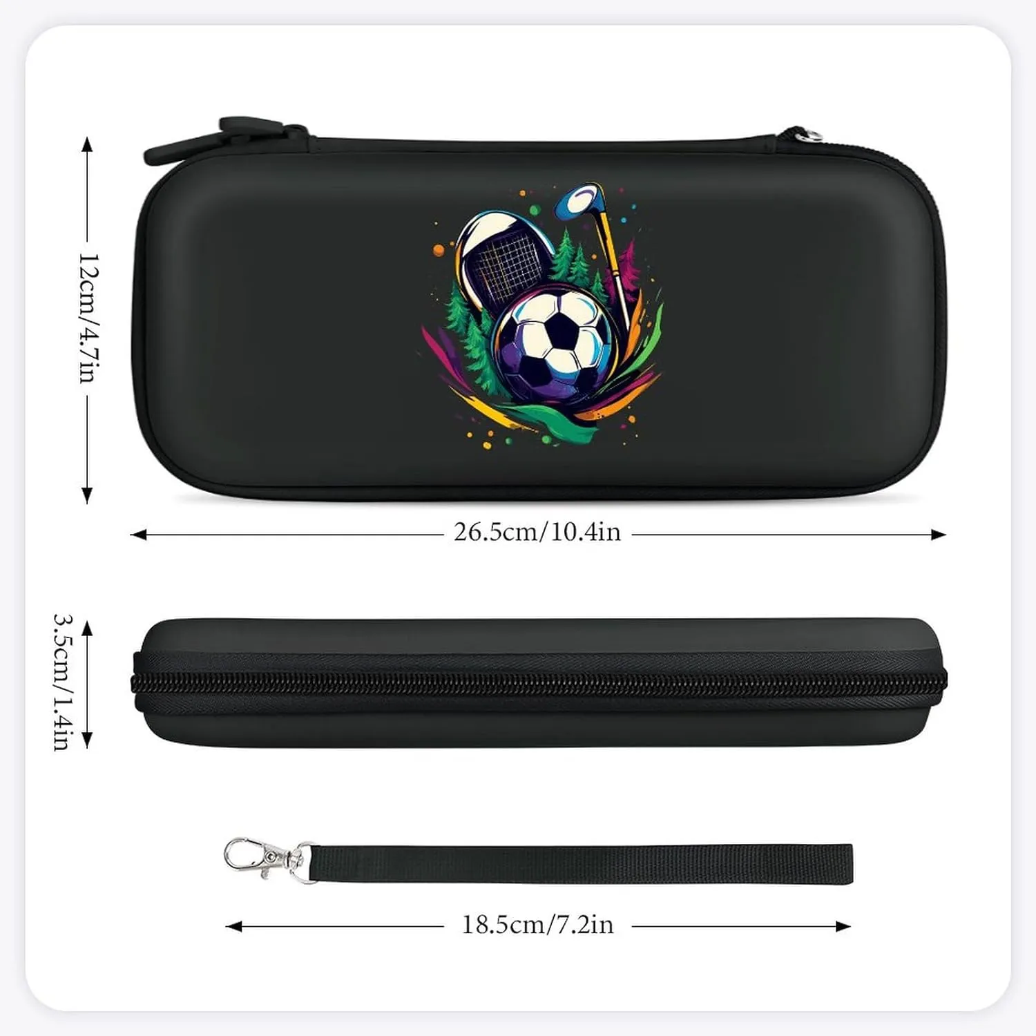 Golf Soccer Ball Tennis Compatible with Switch Carrying Case Hard Travel Game Bag Pouch with 15 Games Accessories