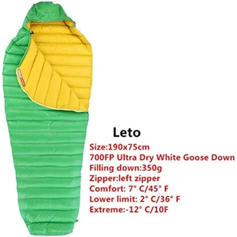 Goose Down Sleeping Bag Outdoor Camp Ultra Dry White Mummy Type Sleeping Gear Water Repellent Down Sleeping Bag