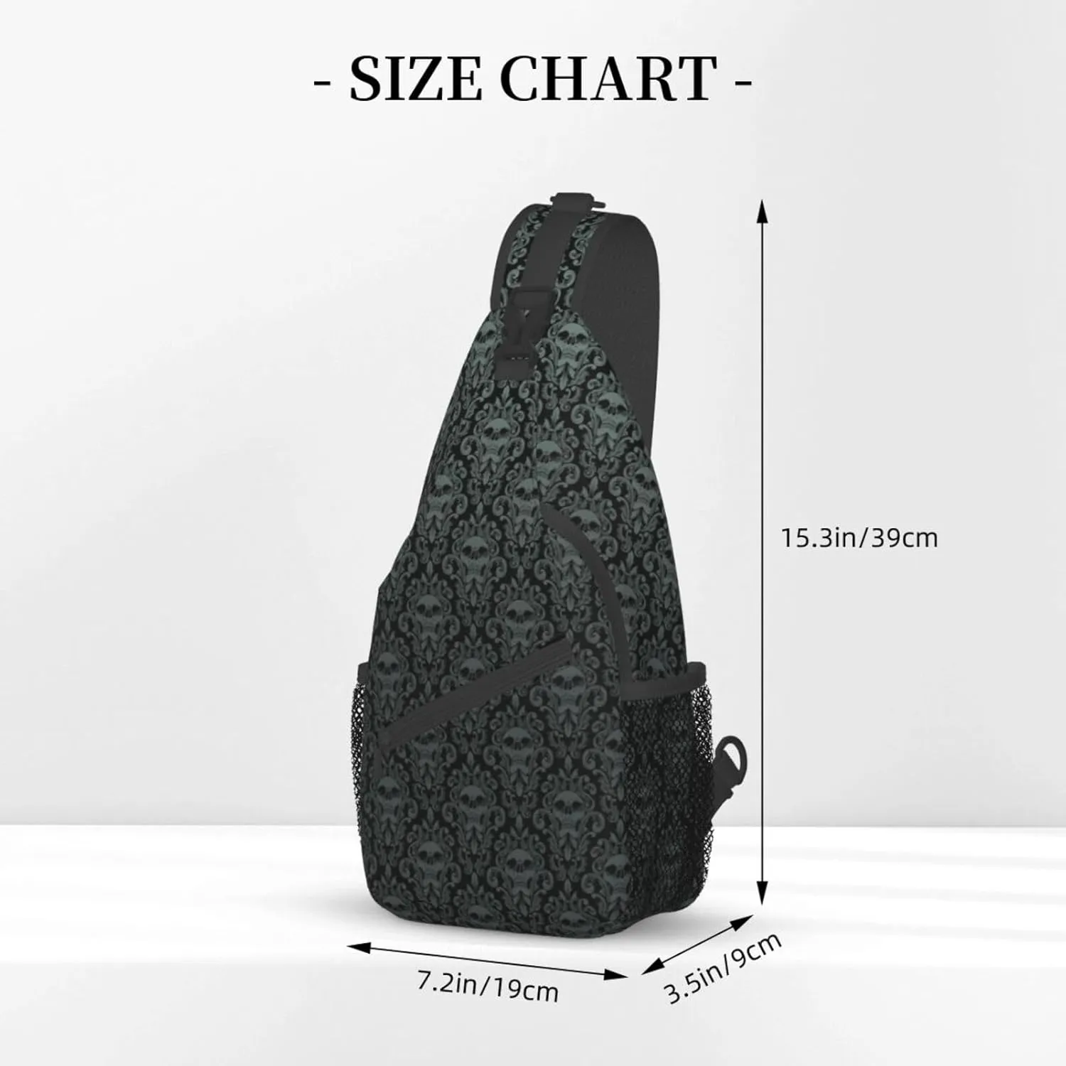 Gothic Black Skull Sling Backpack Hiking Backpack Crossbody Bag Sports Lightweight And waterproof Chest Bag Shoulder Bag For Women Men