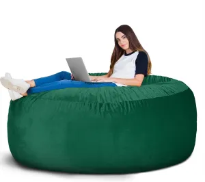 Green Bean Bag Chair Cover (No Filler, Cover only) - 6 Feet Dutch Velvet Bean Bag Bed - Fluffy Lazy Sofa Cover (Green)