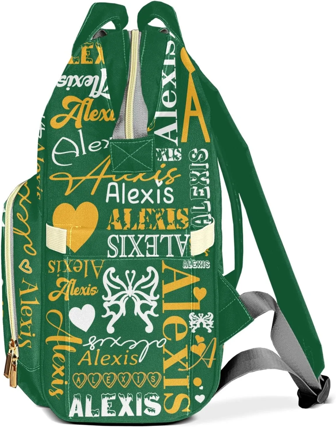 Green Yellow Mummy Bag Custom Personalized with Name Diaper Bag Backpacks Best Present