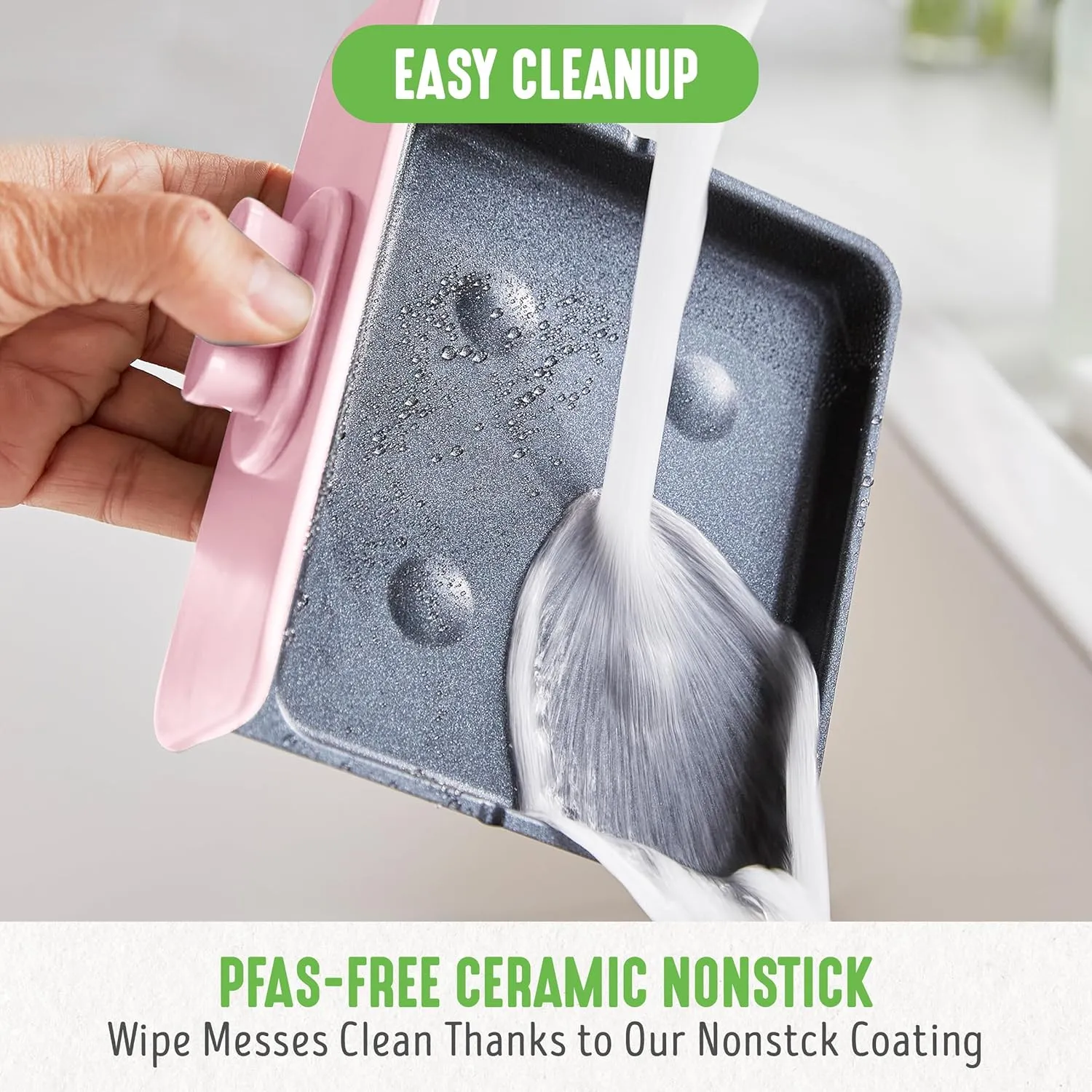 GreenLife 3-in-1 Breakfast Station, Ceramic Nonstick Dual Griddles for Eggs, Meat, Pancakes & Sandwiches   2-Slice Toast Drawer, Healthy Cooking, Timer, Versatile Morning Meal Maker, Pink