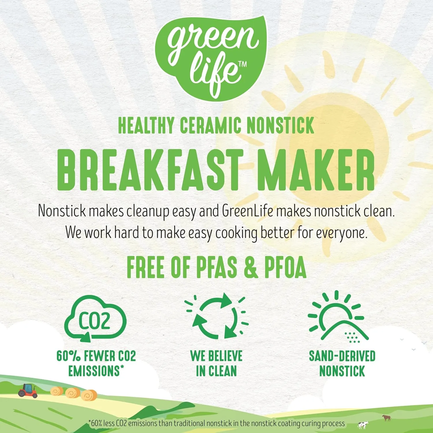 GreenLife 3-in-1 Breakfast Station, Ceramic Nonstick Dual Griddles for Eggs, Meat, Pancakes & Sandwiches   2-Slice Toast Drawer, Healthy Cooking, Timer, Versatile Morning Meal Maker, Pink