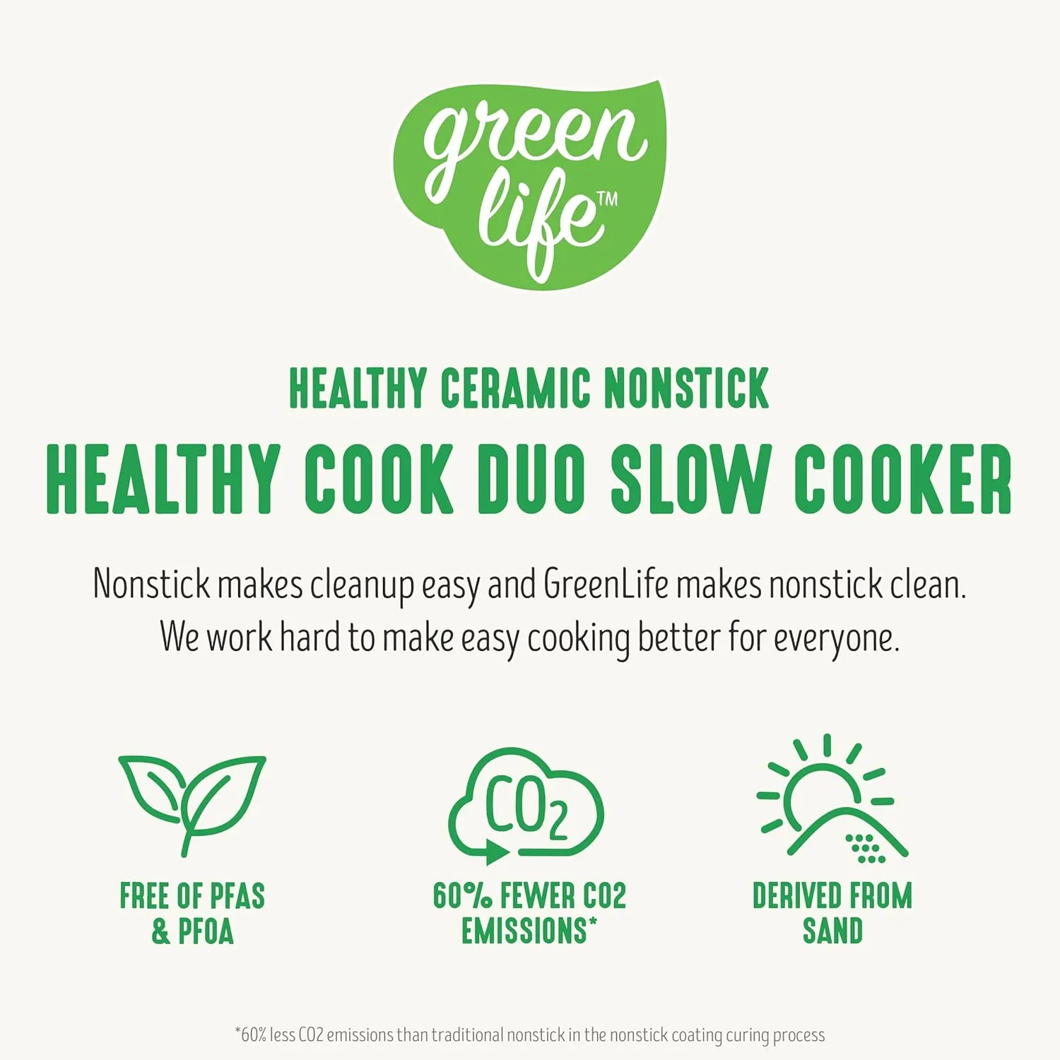 GreenLife 6 Quart Ceramic Slow Cooker, PFAS-Free, Programmable, Removable Healthy Nonstick Pot for Family Meals, Sear on Stovetop, Keep Warm, Digital Timer, Dishwasher Safe Glass Lid & Crock, Blue
