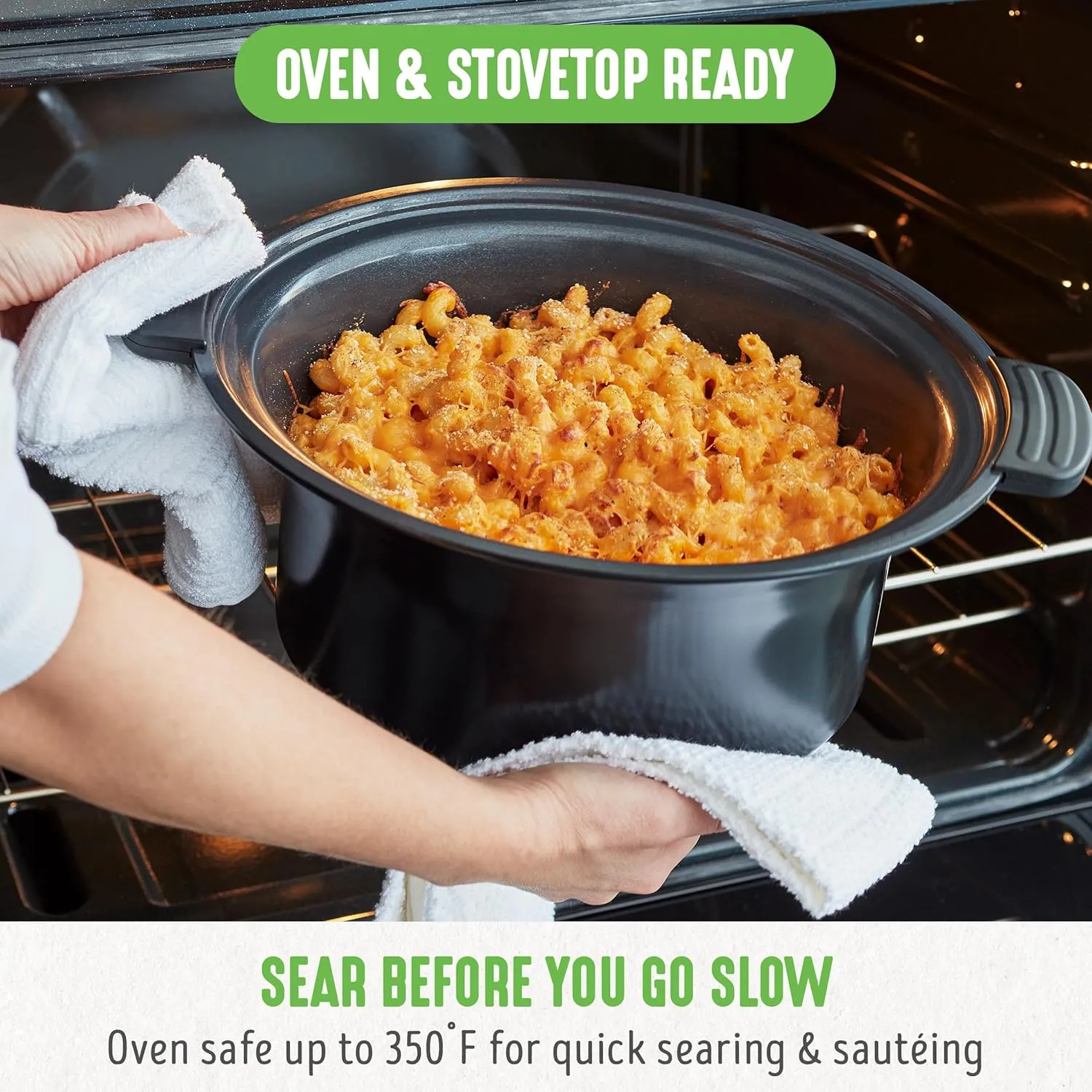 GreenLife 6 Quart Ceramic Slow Cooker, PFAS-Free, Programmable, Removable Healthy Nonstick Pot for Family Meals, Sear on Stovetop, Keep Warm, Digital Timer, Dishwasher Safe Glass Lid & Crock, Blue