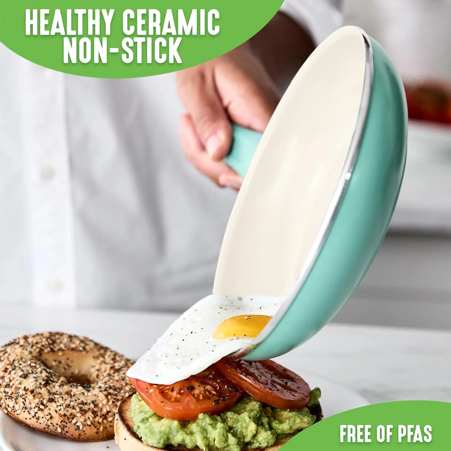 GreenLife Soft Grip Healthy Ceramic Nonstick, 15 pc Ceramic Cookware Set, PFAS-Free, Induction, Turquoise