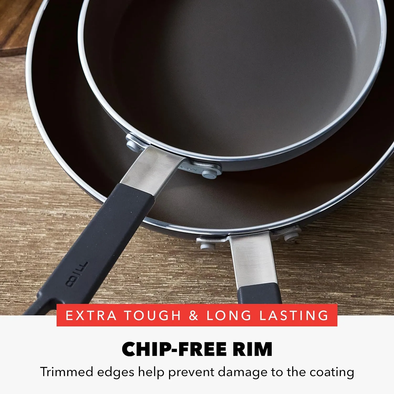 GreenPan x Bobby Flay 8” and 10” Frying Pan Skillet Set, Professional Grade Aluminum, PFAS & PFOA-Free Ceramic Nonstick, Induction Suitable, Stay-Cool Silicone Handle, Dishwasher & Oven Safe, Black