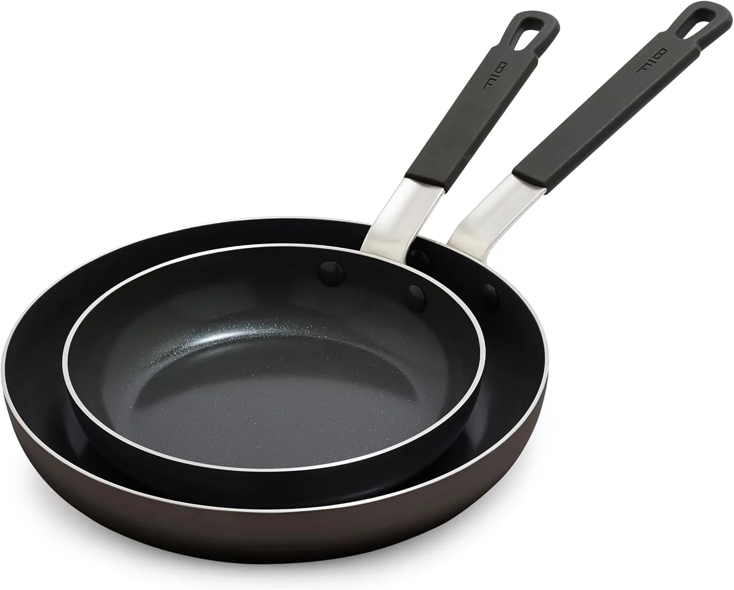 GreenPan x Bobby Flay 8” and 10” Frying Pan Skillet Set, Professional Grade Aluminum, PFAS & PFOA-Free Ceramic Nonstick, Induction Suitable, Stay-Cool Silicone Handle, Dishwasher & Oven Safe, Black