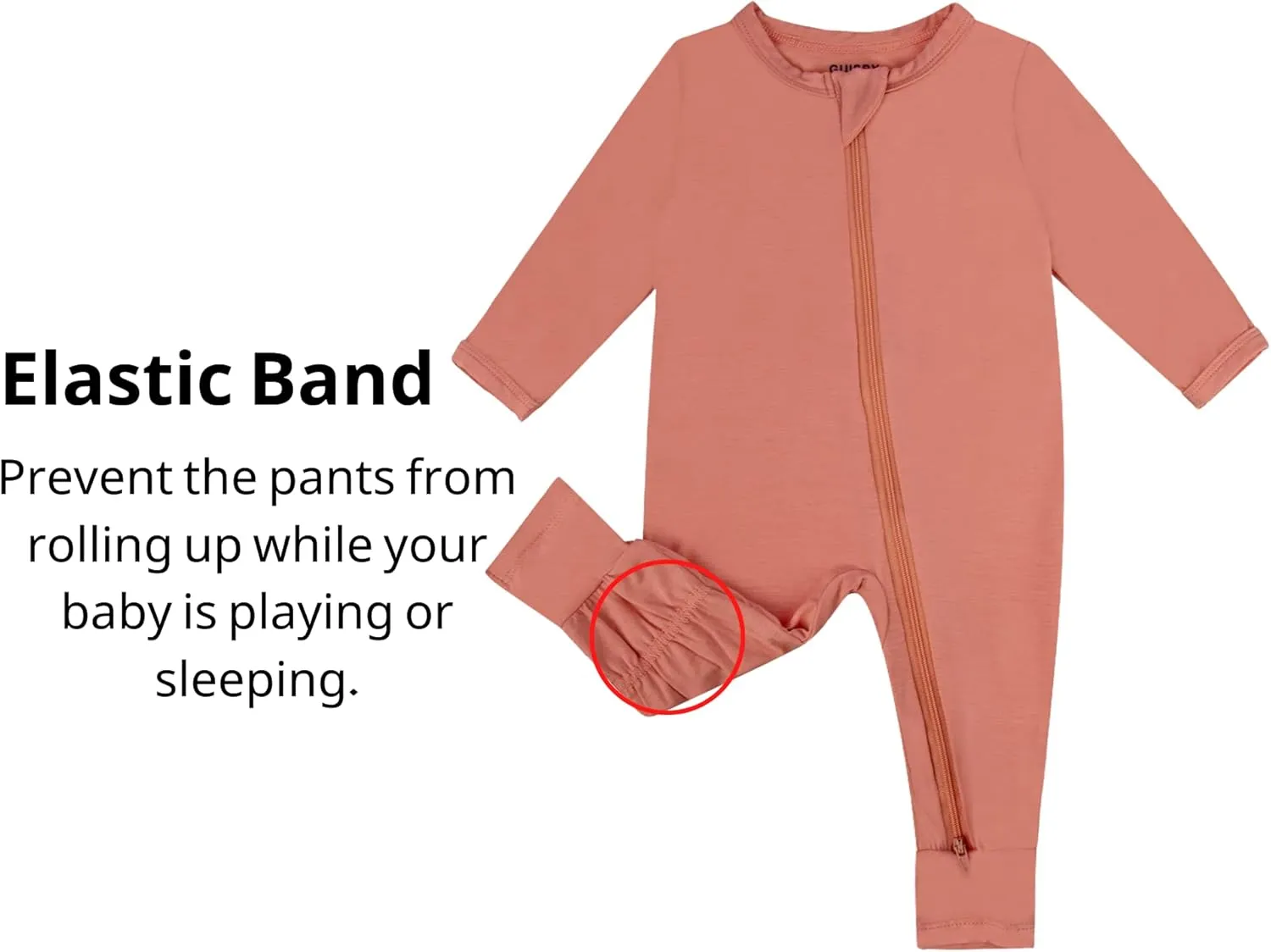 GUISBY Baby Pajamas with Mitten Cuffs - 3Pcs Girls Boys 2 Way Zipper Long Sleeve Rayon Sleepers