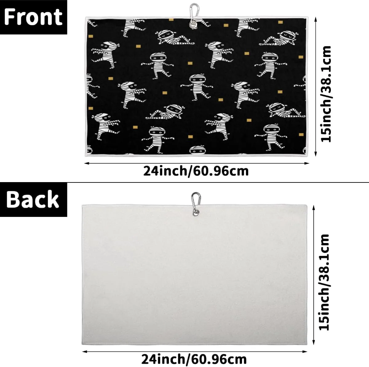 Halloween Mummy Golf Towel for Golf Bags with Carabiner Clip 15 x 24 Inches Absorbent Microfiber Golf Towels for Men and Women Golf Accessories Golf Gifts for Men