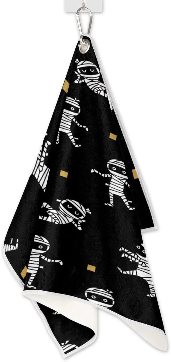 Halloween Mummy Golf Towel for Golf Bags with Carabiner Clip 15 x 24 Inches Absorbent Microfiber Golf Towels for Men and Women Golf Accessories Golf Gifts for Men