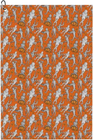 Halloween Mummy Print Amphibian Golf Towel with Dry and Wet Technology Golf Towels for Golf Bags for Men and Women with Carabiner