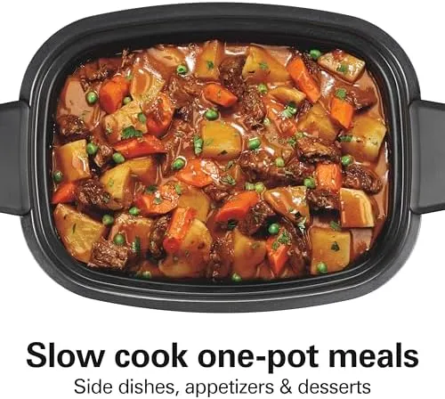 Hamilton Beach 6 Quart 9-in-1 Programmable Slow Cooker with Sear, Browning, Rice, Steam, Sauté, Roast Delay Start & Keep Warm Functions, Nonstick PFAS-Free Dishwasher Safe Crock, Black (33604)