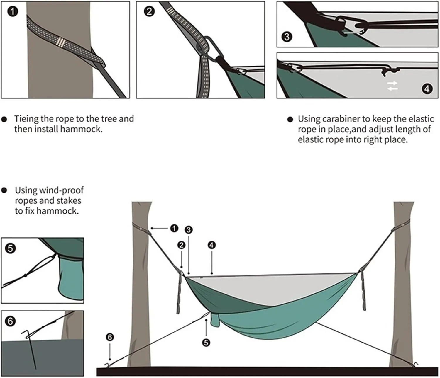 Hammock 290x140 Cm Camping Hammock, Camping Essentials, Lightweight Portable Double & Single Hammock with Tree Straps Portable Hammock