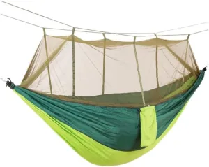 Hammock Double Mosquito Net Hammock Double Outdoor Anti-Mosquito Parachute Cloth Swing Outdoor Sleeping Hanging Tree Camping Hammock Outdoor(Green)