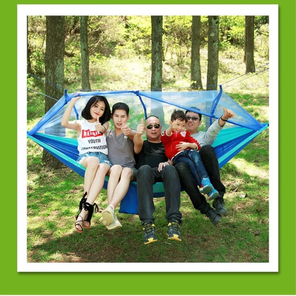 Hammock Double Mosquito Net Hammock Double Outdoor Anti-Mosquito Parachute Cloth Swing Outdoor Sleeping Hanging Tree Camping Hammock Outdoor(Green)