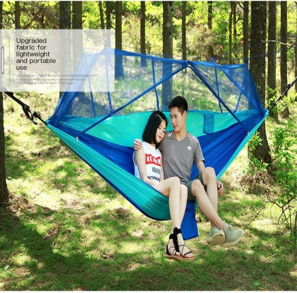 Hammock Double Mosquito Net Hammock Double Outdoor Anti-Mosquito Parachute Cloth Swing Outdoor Sleeping Hanging Tree Camping Hammock Outdoor(Green)