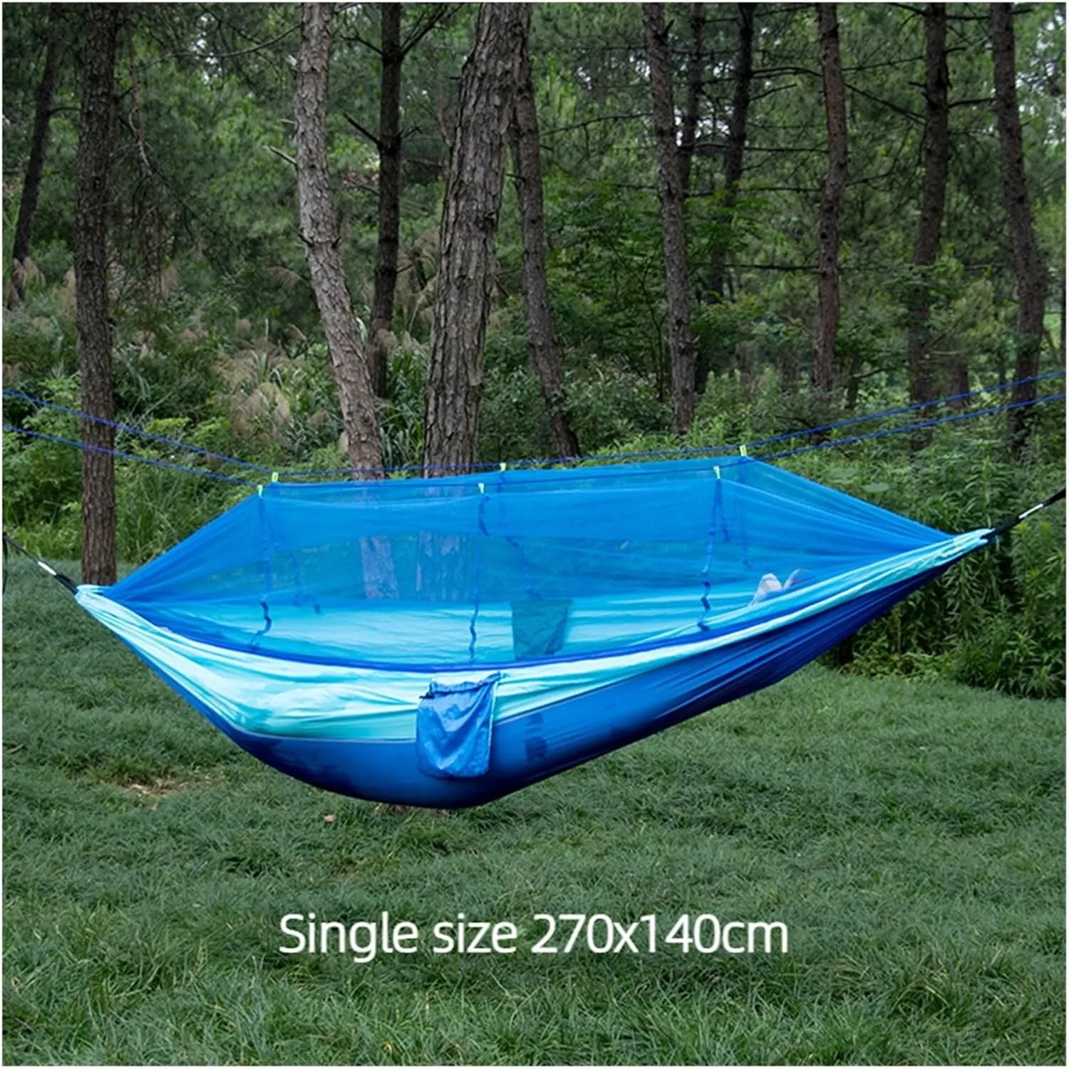 Hammock Portable Travel Outdoor Camping Hanging Sleeping Single and Double Hammock with Mosquito Net Camping Essentials(Double Green 2)