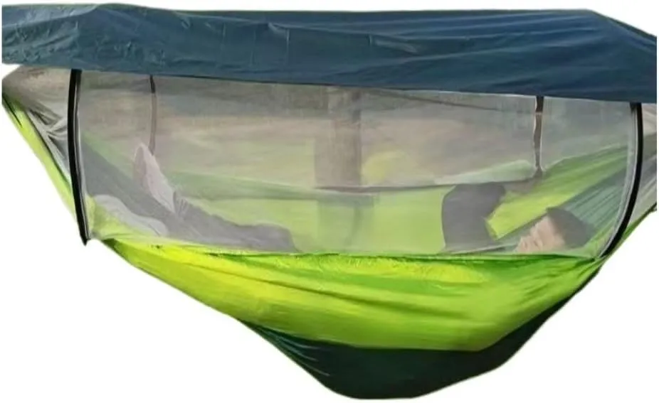 Hammocks Hammock Outdoor Sleeping Double Anti-Rollover with Mosquito Net Courtyard Camping Thickened Indoor Home Swing Camping Hammocks(Green,A)