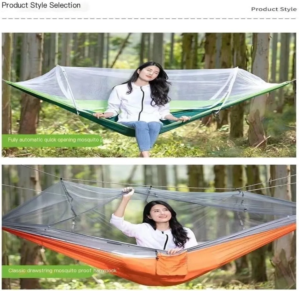 Hammocks Hammock Outdoor Sleeping Double Anti-Rollover with Mosquito Net Courtyard Camping Thickened Indoor Home Swing Camping Hammocks(Green,A)