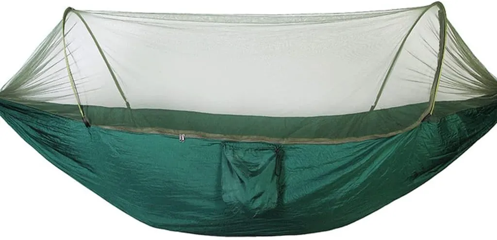 Hammocks Single Or Double Portable Camping Hammock with Mosquito Net Parachute Nylon Fabric Hanging Bed Outdoor Sleeping Garden Hammock Outdoor Hammock