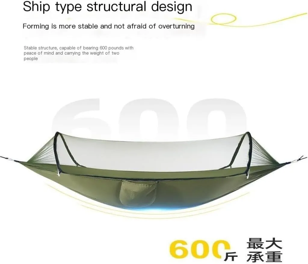 Hamock Hammock Outdoor Anti-Rollover Summer Single Double Home with Mosquito Net Camping Anti-Mosquito Swing Hanmock(Green1)