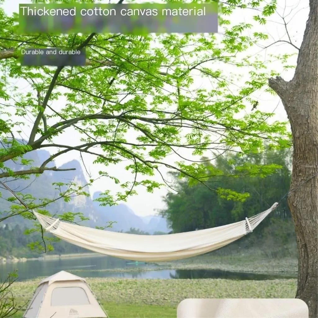 Hamock Hammock Outdoor Swing Camping Single Double Bedroom Adult Sleeping Anti-Rollover Thickened Hanging Chair Hanmock(White,A)