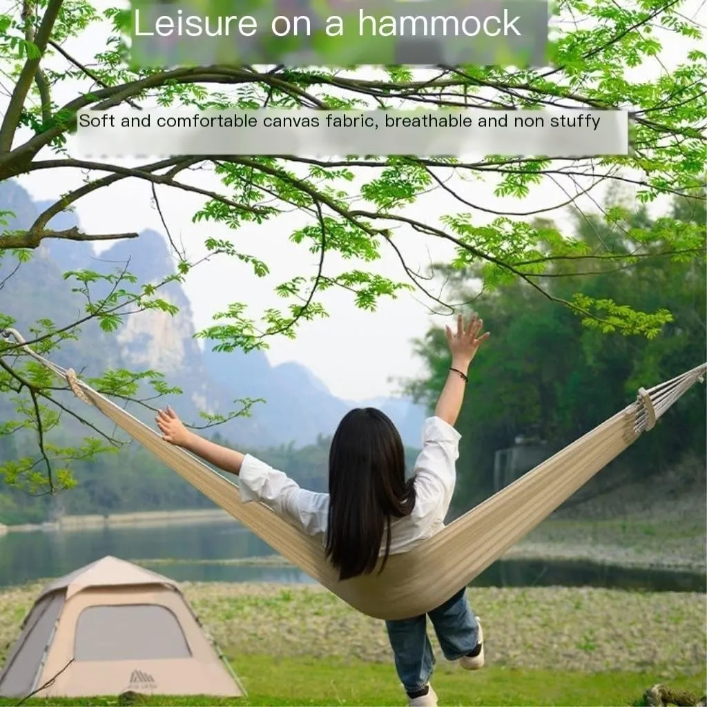 Hamock Hammock Outdoor Swing Camping Single Double Bedroom Adult Sleeping Anti-Rollover Thickened Hanging Chair Hanmock(White,A)