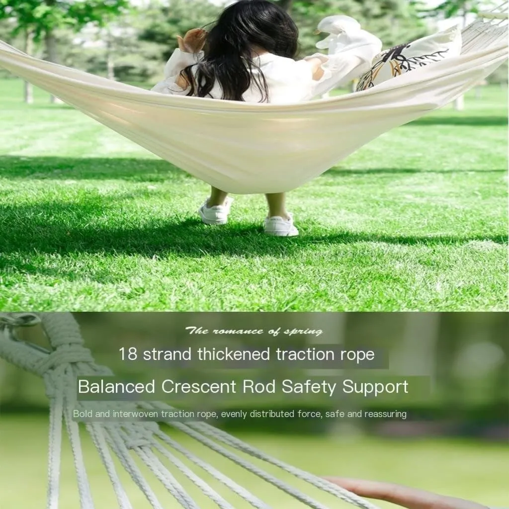 Hamock Hammock Outdoor Swing Camping Single Double Bedroom Adult Sleeping Anti-Rollover Thickened Hanging Chair Hanmock(White,A)