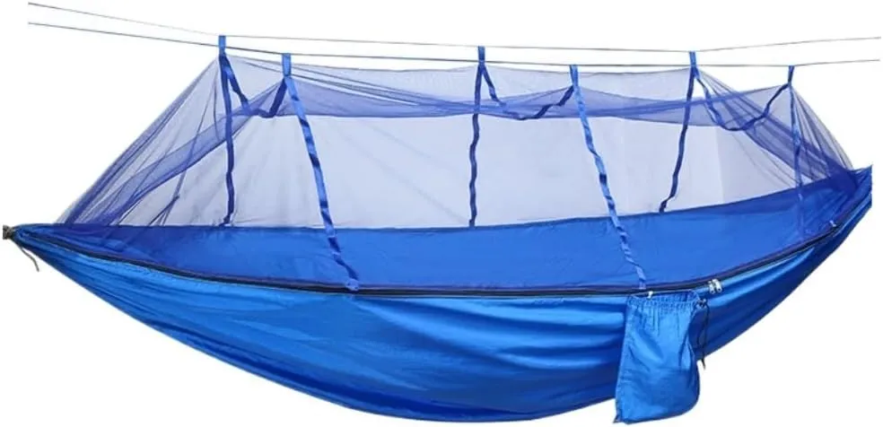 Hamock Outdoor Parachute Wholesale Hammock with Mosquito Net Anti-Mosquito Nylon Single Double Camping Hammock Hanmock(Blue,Large)