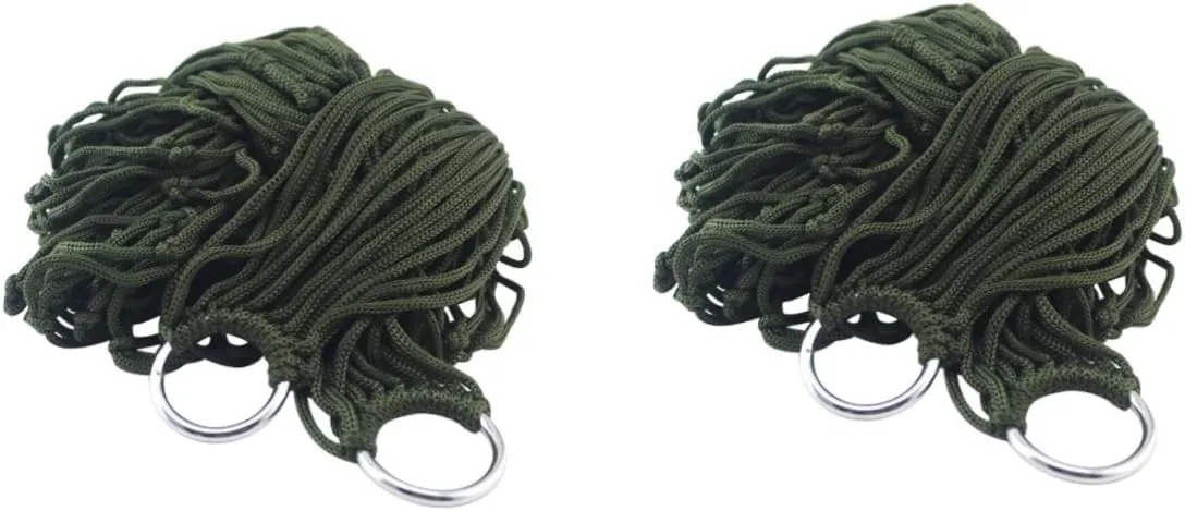 HANABASS 2pcs Hanging Net Double Camping Hammock Nylon Mesh Hammock Green Sleeping Swing Bed
