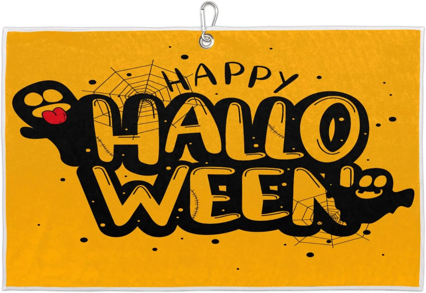 Happy Halloween Golf Towel with Heavy Duty Carabiner Clip Quick Dry Ultra Absorbent Club Ball Cleaning Towel Golf Accessories for Men Women
