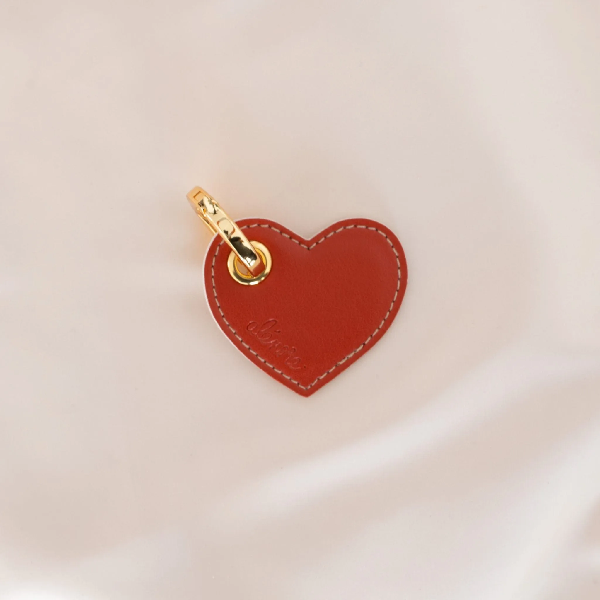 Heart Vegan Apple Leather Key Ring | Terracotta & Nude