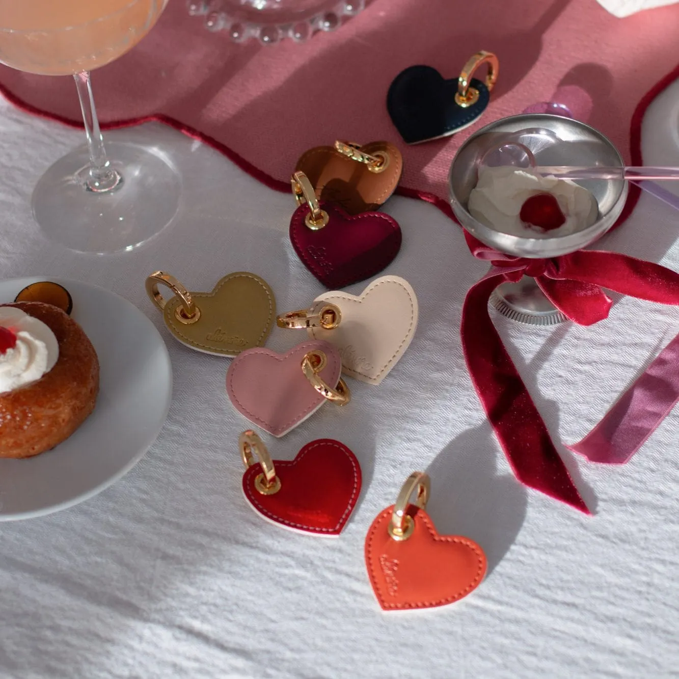 Heart Vegan Apple Leather Key Ring | Terracotta & Nude