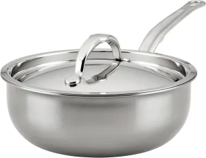 Hestan - NanoBond Collection - Titanium Stainless Steel Saucier Pan with Lid, Induction Cooktop Compatible, 2-Quart