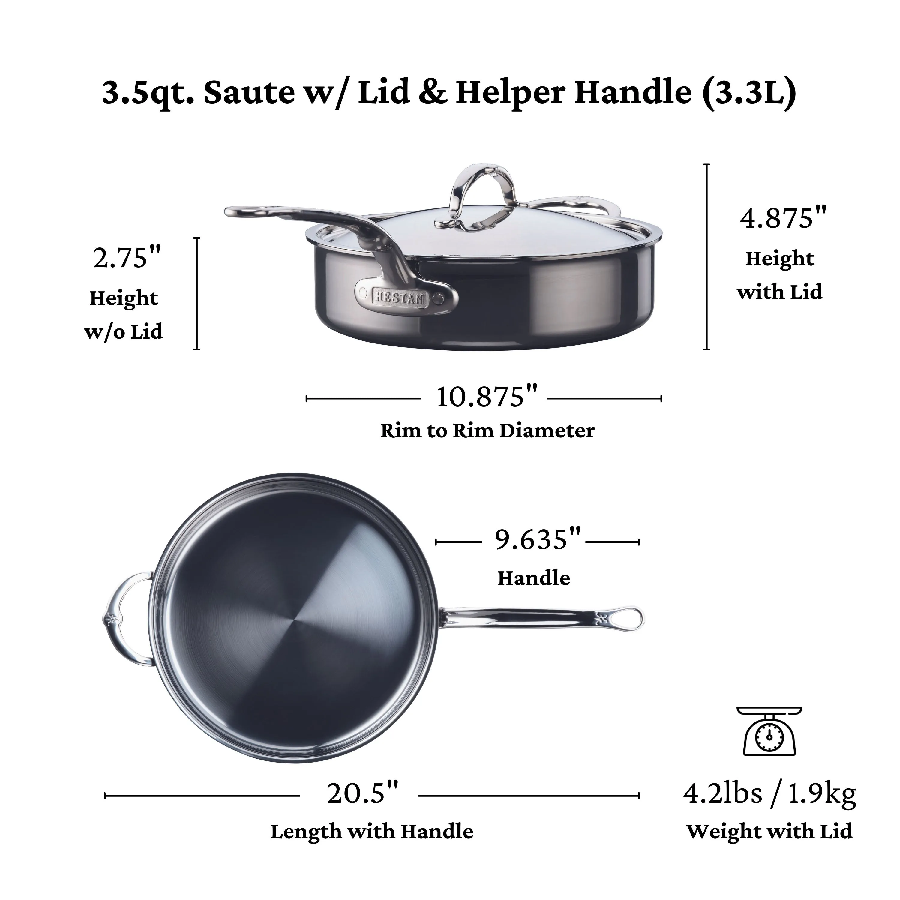 Hestan Nanobond Covered Sauté Pan w/Helper Handle