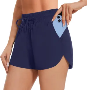 High Waisted Running Shorts for Women with Pockets, 2.5" Black Athletic Workout Gym Yoga Spandex Dolphin Shorts
