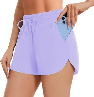 High Waisted Running Shorts for Women with Pockets, 2.5" Black Athletic Workout Gym Yoga Spandex Dolphin Shorts