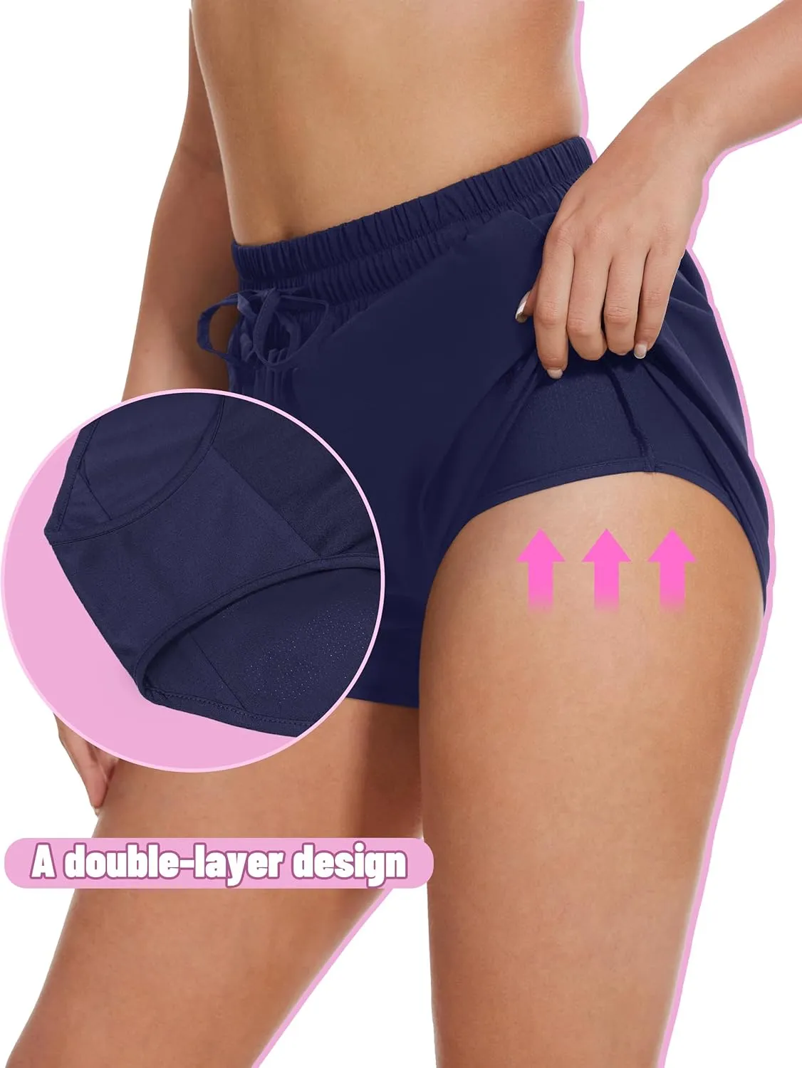 High Waisted Running Shorts for Women with Pockets, 2.5" Black Athletic Workout Gym Yoga Spandex Dolphin Shorts