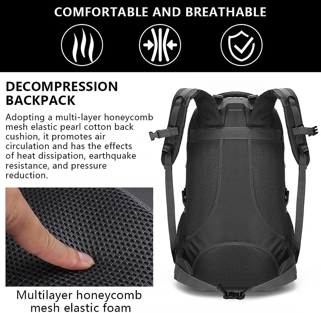 Hiking Backpack, Camping Backpack, 60L Waterproof Hiking Daypack, Outdoor Trekking Travel Backpacks for Men Women, Orange
