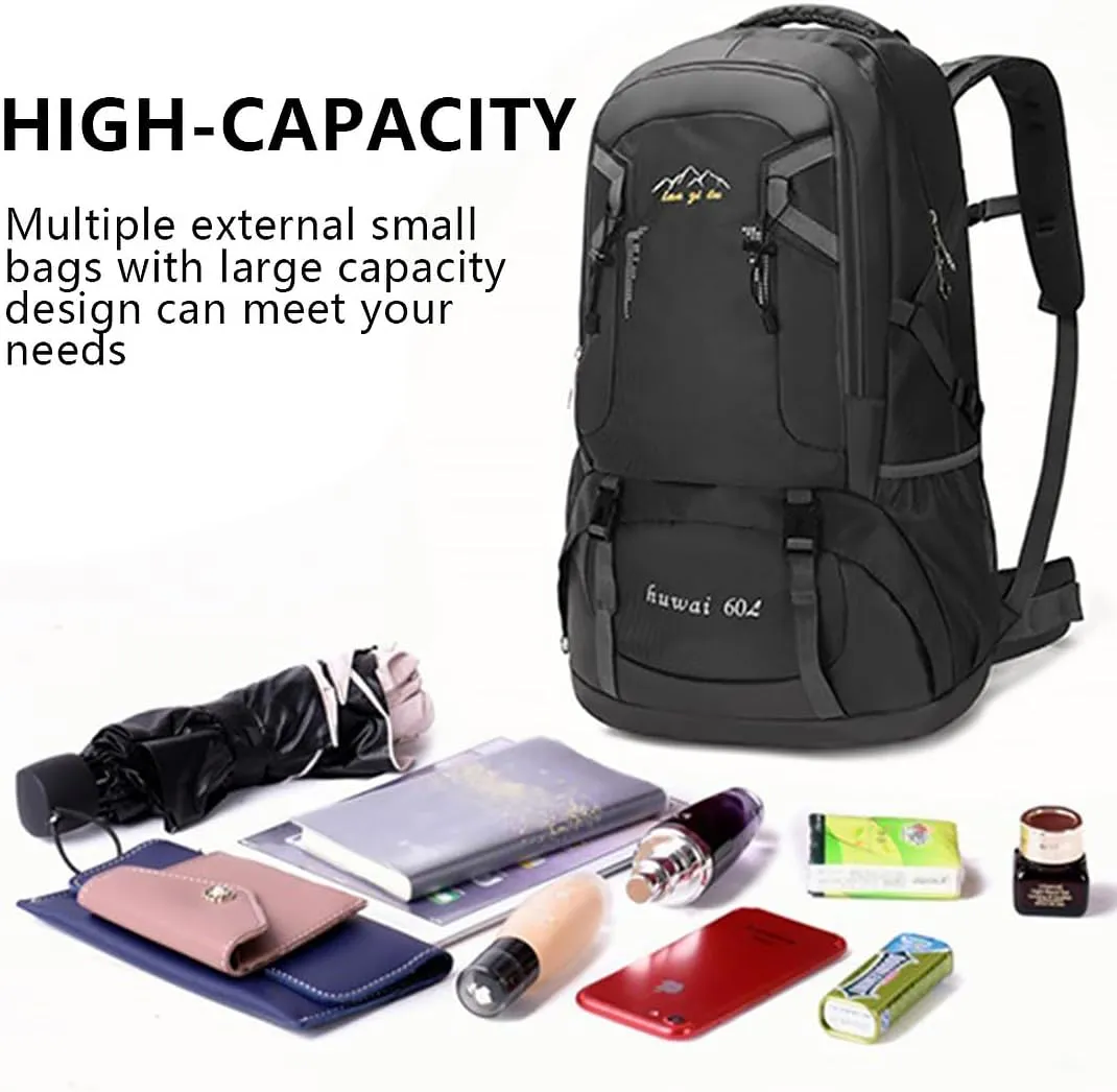 Hiking Backpack, Camping Backpack, 60L Waterproof Hiking Daypack, Outdoor Trekking Travel Backpacks for Men Women, Orange