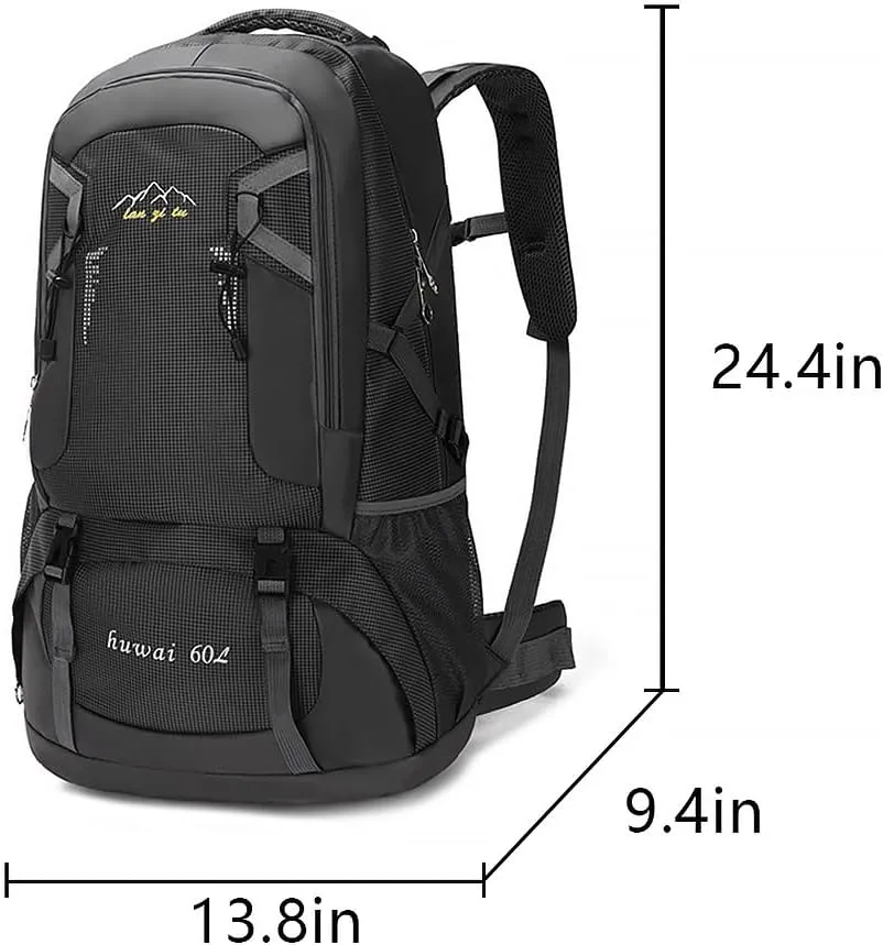 Hiking Backpack, Camping Backpack, 60L Waterproof Hiking Daypack, Outdoor Trekking Travel Backpacks for Men Women, Orange