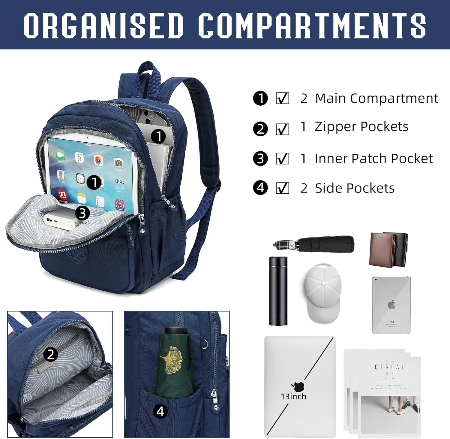 Hiking Waterproof 13" Laptop Backpack Purse for Women and Men,Travel Backpack