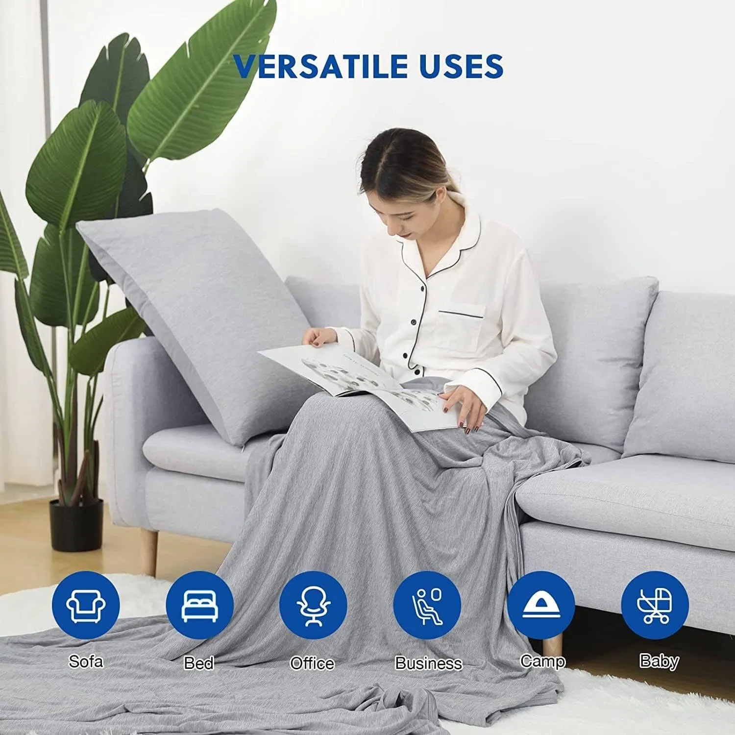 HOMFINE Cooling Blankets for Hot Sleepers - Summer Blanket Thin Lightweight Breathable Soft Double Side Enhanced Cooling for Bed Couch Sofa, Keep Cool for Night Sweats (Grey, 108 x 90 inches)
